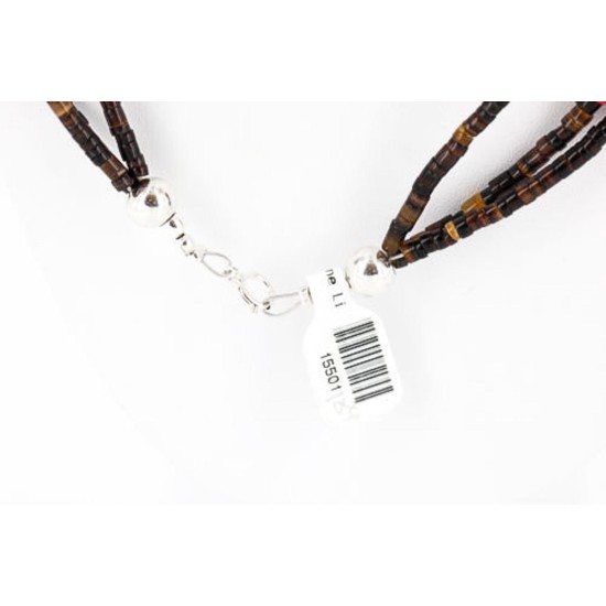 Certified Authentic 3 Strand Navajo .925 Sterling Silver Turquoise and Coral Native American Necklace 390832529281 Certified Authentic 3 Strand Navajo .925 Sterling Silver Turquoise and Coral Native American Necklace 390832529281