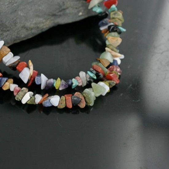 Large Certified Authentic 2 Strand Navajo .925 Sterling Silver Multicolor Stones Native American Necklace 15501-5