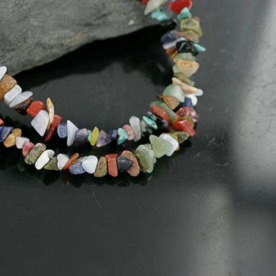 Large 2 Strand Navajo .925 Sterling Silver Multicolor Stones Native American Necklace 15501-5