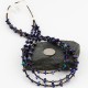 Certified Authentic 3 Strand Navajo .925 Sterling Silver Turquoise and Lapis Native American Necklace 15401-16