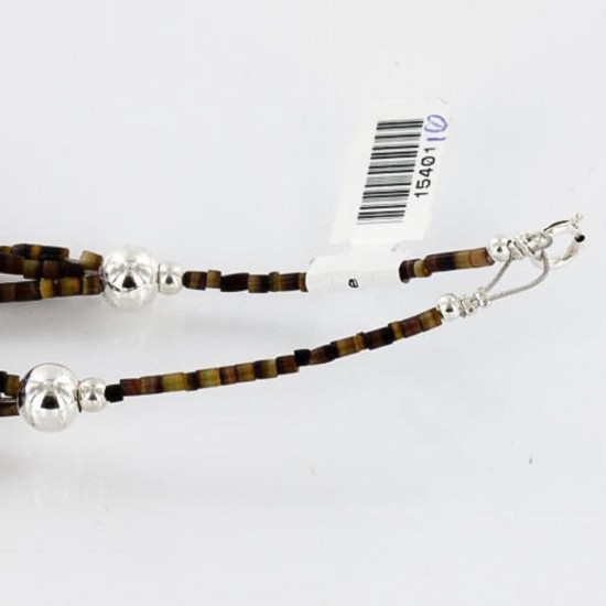 Certified Authentic 3 Strand Navajo .925 Sterling Silver Turquoise and Lapis Native American Necklace 15401-16