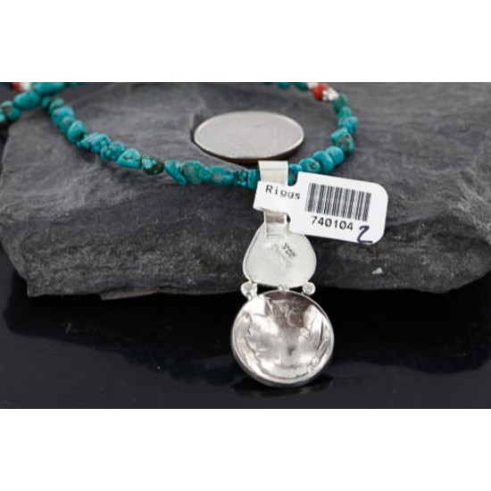 Vintage Style OLD Buffalo Coin Certified Authentic Navajo .925 Sterling Silver Turquoise Native American Necklace 390747263087