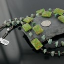 $400 Certified Authentic 2 Strand Navajo .925 Sterling Silver Gaspeite, Jade and Traditional Heishi Native American Necklace 370919144858