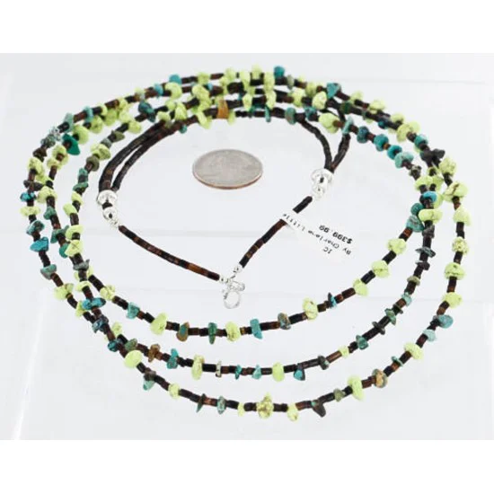 3 Strand Navajo .925 Sterling Silver Turquoise and GASPEITE Native American Necklace 15948 3 Strand Navajo .925 Sterling Silver Turquoise and GASPEITE Native American Necklace 15948