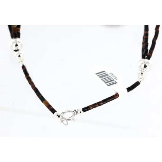 3 Strand Navajo .925 Sterling Silver Turquoise and GASPEITE Native American Necklace 15948 3 Strand Navajo .925 Sterling Silver Turquoise and GASPEITE Native American Necklace 15948