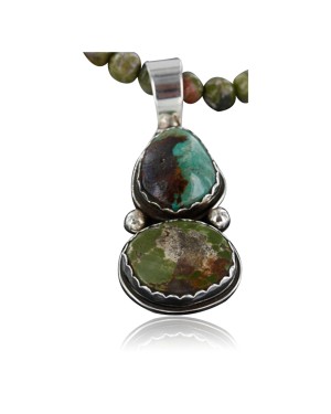 $410 Handmade Certified Authentic Navajo .925 Sterling Silver Natural Turquoise Native American Necklace 370990552364
