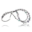 3 Strand Navajo .925 Sterling Silver Turquoise and Amethyst Native American Necklace 15585-23