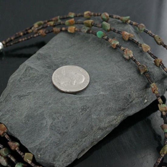 Certified Authentic 3 Strand Navajo .925 Sterling Silver Natural Turquoise Native American Necklace 391059893818
