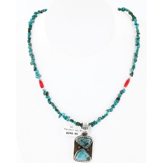 Handmade Certified Authentic Navajo .925 Sterling Silver Natural Turquoise Native American Necklace 390757103602