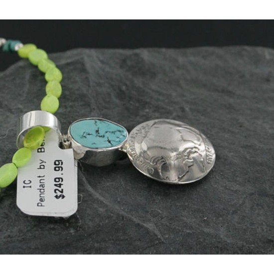 Vintage Style OLD Buffalo Coin Certified Authentic Navajo .925 Sterling Silver Turquoise Native American Necklace 390680310454 Vintage Style OLD Buffalo Coin Certified Authentic Navajo .925 Sterling Silver Turquoise Native American Necklace 390680310454