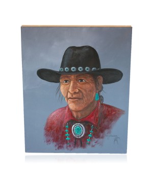 $450 Navajo Indian Painted by Certified Authentic Acrylic Native American Painting  10800