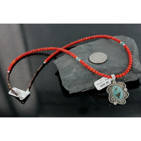 Handmade Certified Authentic Navajo .925 Sterling Silver Natural Turquoise Native American Necklace 390702799202