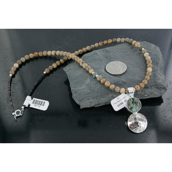 $450 Vintage Style OLD Buffalo Coin Certified Authentic Navajo .925 Sterling Silver Turquoise Native American Necklace 370929246896