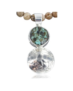 $450 Vintage Style OLD Buffalo Coin Certified Authentic Navajo .925 Sterling Silver Turquoise Native American Necklace 370929246896