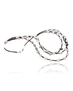 $470 Certified Authentic 3 Strand C Litlte Navajo .925 Sterling Silver and Turquoise, Quartz Native American Necklace 15761-3