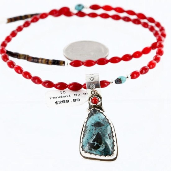Handmade Certified Authentic Navajo .925 Sterling Silver Natural Turquoise Native American Necklace 390766065386