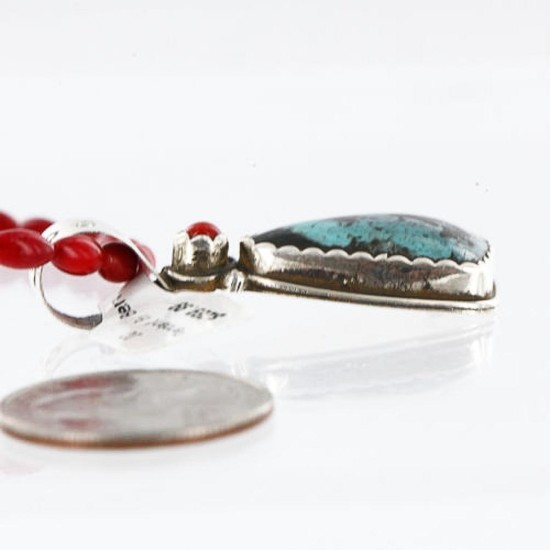 Handmade Certified Authentic Navajo .925 Sterling Silver Natural Turquoise Native American Necklace 390766065386