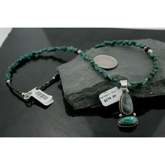 Handmade Certified Authentic Navajo .925 Sterling Silver RED Mountain and Turquoise Native American Necklace 370974617648