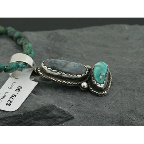 Handmade Certified Authentic Navajo .925 Sterling Silver RED Mountain and Turquoise Native American Necklace 370974617648