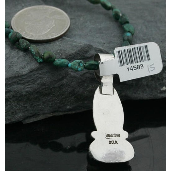 Handmade Certified Authentic Navajo .925 Sterling Silver RED Mountain and Turquoise Native American Necklace 370974617648