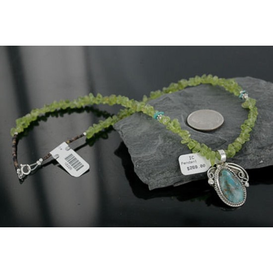Handmade Certified Authentic Navajo .925 Sterling Silver Natural Turquoise Native American Necklace 370927989122