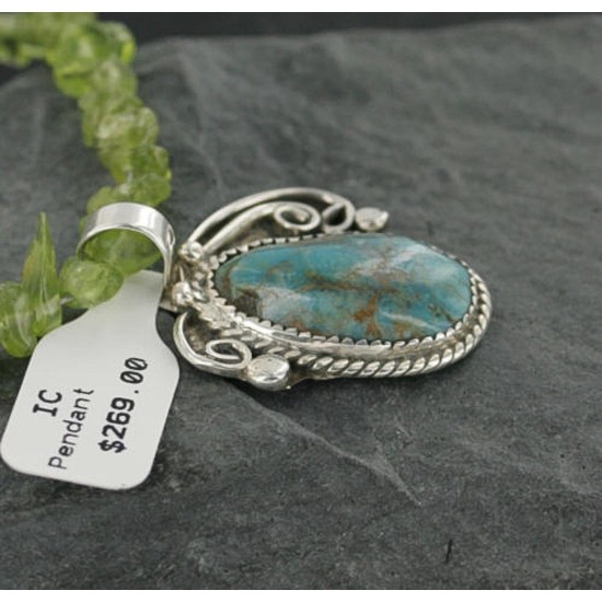 Handmade Certified Authentic Navajo .925 Sterling Silver Natural Turquoise Native American Necklace 370927989122