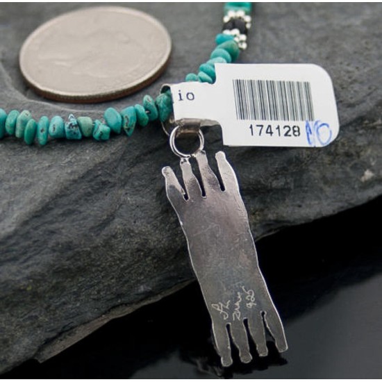 Petit Point Handmade Certified Authentic Zuni .925 Sterling Silver Multicolor Stone and Turquoise Native American Necklace 370883170307