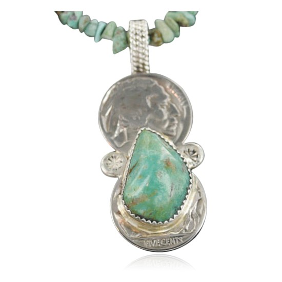 $470 Vintage Style OLD Buffalo Coin Certified Authentic Navajo .925 Sterling Silver Turquoise Native American Necklace 390682157482 $470 Vintage Style OLD Buffalo Coin Certified Authentic Navajo .925 Sterling Silver Turquoise Native American Necklace 390682157482