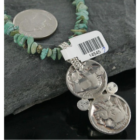 $470 Vintage Style OLD Buffalo Coin Certified Authentic Navajo .925 Sterling Silver Turquoise Native American Necklace 390682157482 $470 Vintage Style OLD Buffalo Coin Certified Authentic Navajo .925 Sterling Silver Turquoise Native American Necklace 390682157482