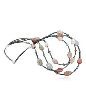 $480 Certified Authentic 3 Strand Navajo .925 Sterling Silver Turquoise and Carnelian Native American Necklace 750106-62