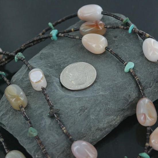 $480 Certified Authentic 3 Strand Navajo .925 Sterling Silver Turquoise and Carnelian Native American Necklace 750106-62