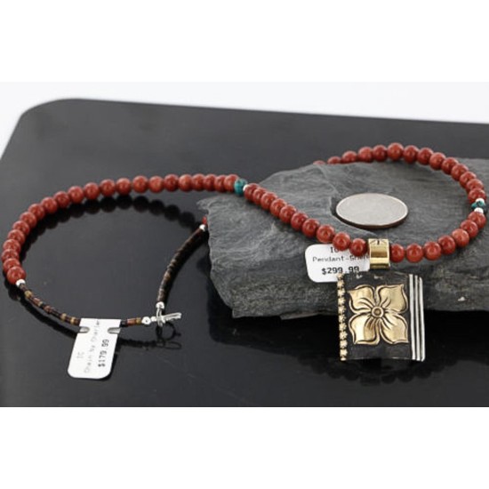 .925 Sterling Silver and 12kt Gold Filled Handmade FLOWER Certified Authentic Navajo Turquoise Native American Necklace 370986475096 .925 Sterling Silver and 12kt Gold Filled Handmade FLOWER Certified Authentic Navajo Turquoise Native American Necklace 370986475096