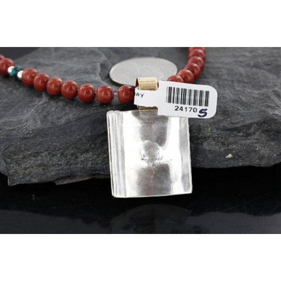.925 Sterling Silver and 12kt Gold Filled Handmade FLOWER Certified Authentic Navajo Turquoise Native American Necklace 370986475096 .925 Sterling Silver and 12kt Gold Filled Handmade FLOWER Certified Authentic Navajo Turquoise Native American Necklace 370986475096
