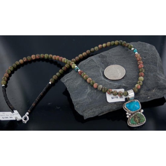 Handmade Certified Authentic Navajo .925 Sterling Silver and Turquoise Native American Necklace 370892120126