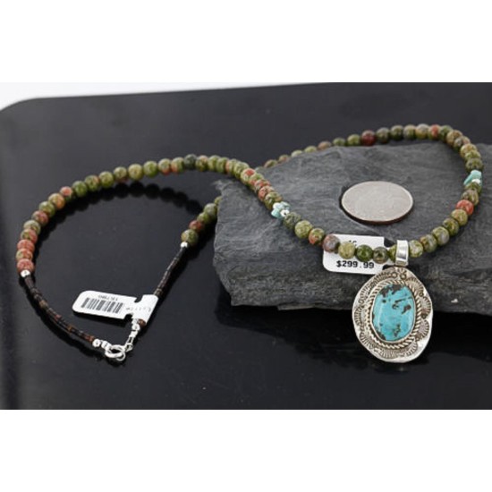 Handmade Certified Authentic Navajo .925 Sterling Silver Natural Turquoise Native American Necklace 370964316443