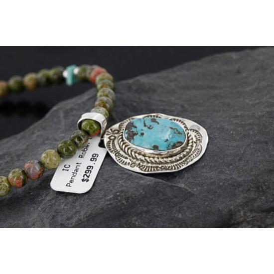 Handmade Certified Authentic Navajo .925 Sterling Silver Natural Turquoise Native American Necklace 370964316443