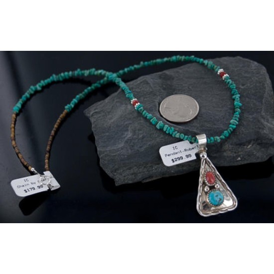 Handmade Certified Authentic Navajo .925 Sterling Silver Natural Spiny Oyster and Turquoise Native American Necklace 370886534029 Handmade Certified Authentic Navajo .925 Sterling Silver Natural Spiny Oyster and Turquoise Native American Necklace 370886534029