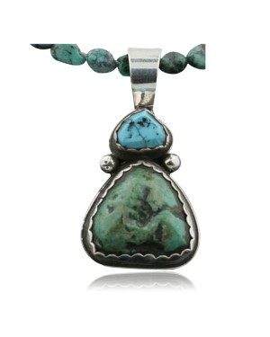 $490 Handmade Certified Authentic Navajo .925 Sterling Silver and Turquoise Native American Necklace 370970516300