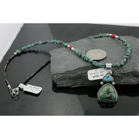 $490 Handmade Certified Authentic Navajo .925 Sterling Silver and Turquoise Native American Necklace 370970516300