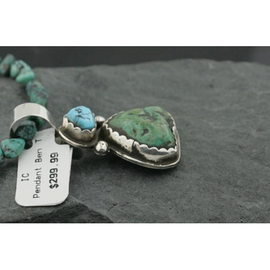 $490 Handmade Certified Authentic Navajo .925 Sterling Silver and Turquoise Native American Necklace 370970516300