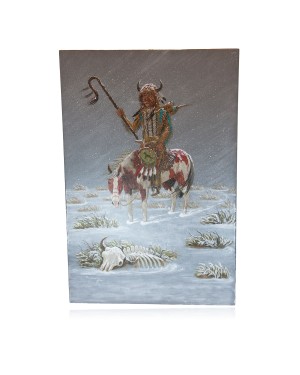 $490 Navajo Indian Winter Painted by Certified Authentic Acrylic Native American Painting  10783