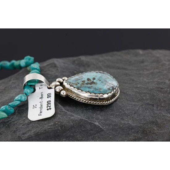 Handmade Certified Authentic Navajo .925 Sterling Silver Natural Turquoise Native American Necklace 370991492758