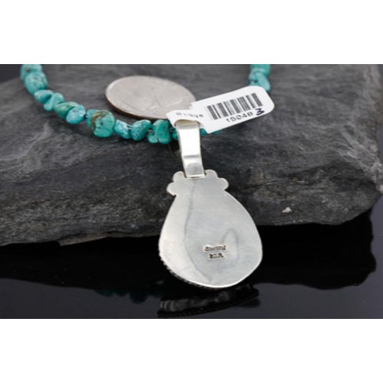 Handmade Certified Authentic Navajo .925 Sterling Silver Natural Turquoise Native American Necklace 370991492758
