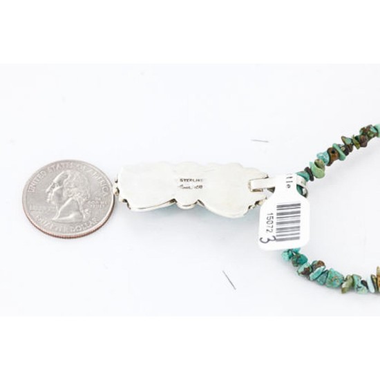 Handmade Certified Authentic Navajo .925 Sterling Silver Natural Turquoise and Coral Native American Necklace & Pendant 390794853864