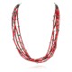 5 Strand Certified Authentic Navajo .925 Sterling Silver Coral and Natural Turquoise Native American Necklace  25278-78