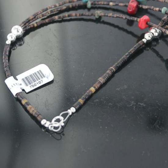 $500 Carved Fetish Certified Authentic 3 Strand Navajo .925 Sterling Silver MultiColor Stones and Turquoise Native American Necklace 370920454832