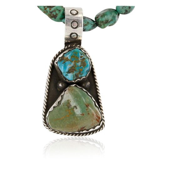 $500 Handmade Certified Authentic Navajo .925 Sterling Silver Natural AJAX and Turquoise Native American Necklace 390760754589