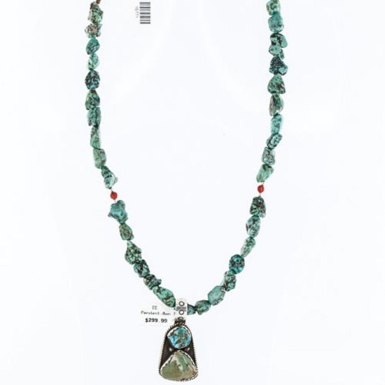 $500 Handmade Certified Authentic Navajo .925 Sterling Silver Natural AJAX and Turquoise Native American Necklace 390760754589