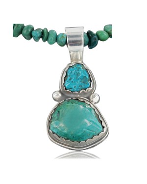 $500 Handmade Certified Authentic Navajo .925 Sterling Silver TURQUOISE Mountain and Turquoise Native American Necklace 370929307797