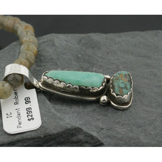 Handmade Certified Authentic Navajo .925 Sterling SilverONE Mountain and Turquoise Native American Necklace 390732524230
